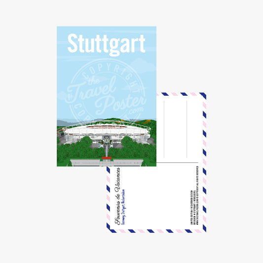 The front of the Stuttgart Neckarstadion postcard, placed on the back of the card.