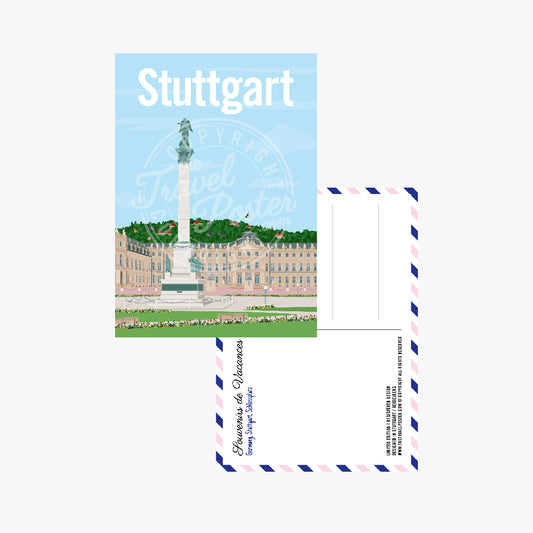 The front of the Stuttgart Schlossplatz postcard, placed on the back of the card.