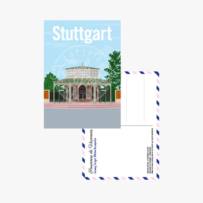 The front of the Stuttgart Wilhelma Kassenpavillon postcard, placed on the back of the card.