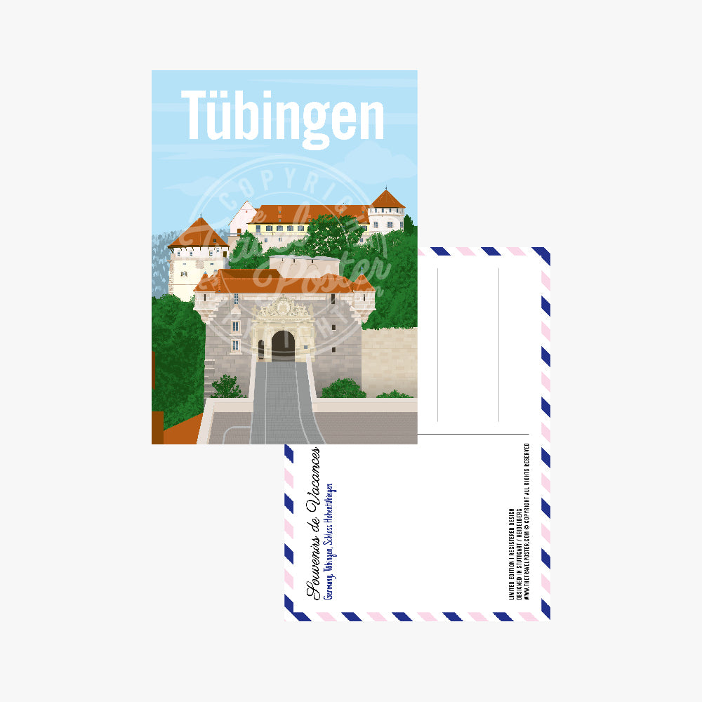 The front of the Tübingen Castle postcard, placed on the back of the card.