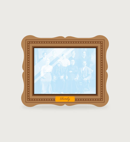 a baroque frame with a family photo